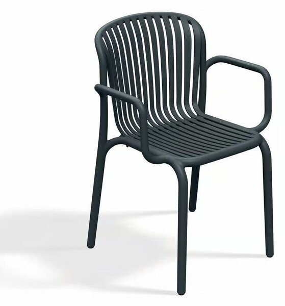 Brene Stohovatelná židle s područkami, 53 × 57,5 × 82,5 cm, plast, šedá
