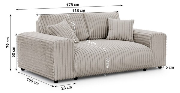 Světle šedá manšestrová pohovka 178 cm Justin – Ropez