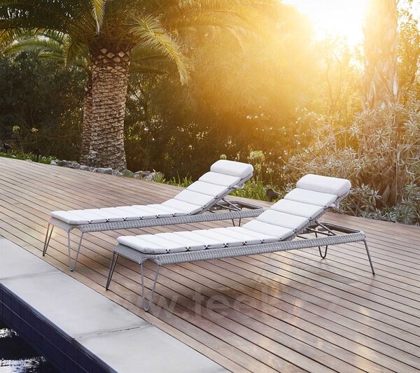 Cane-line Stohovatelné lehátko Breeze, Cane-line, 64x190x82 cm, rám kov barva light grey, výplet umělý ratan barva light grey