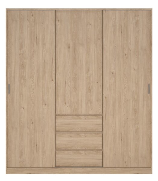 Šatní skříň v dekoru dubu s posuvnými dveřmi v přírodní barvě 177x200x60 cm Naia – Tvilum