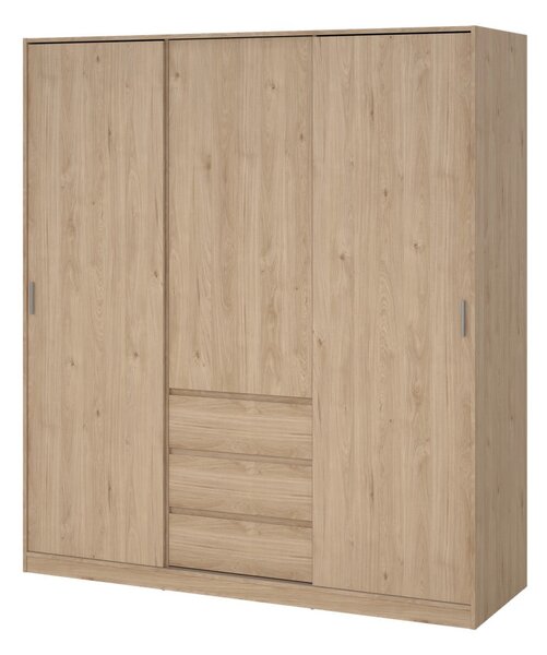 Šatní skříň v dekoru dubu s posuvnými dveřmi v přírodní barvě 177x200x60 cm Naia – Tvilum