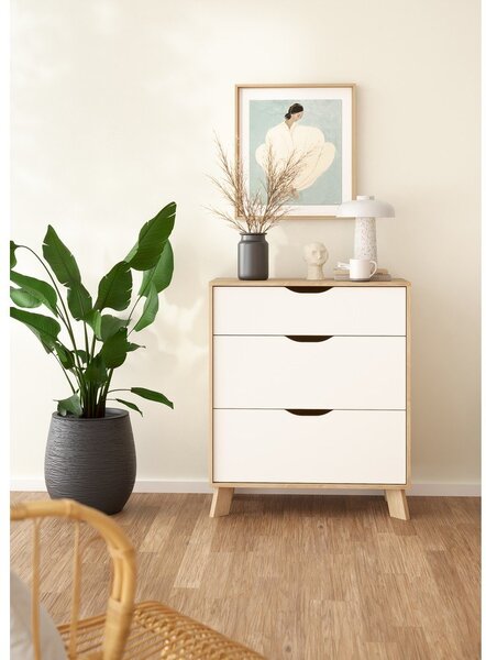 Bílá/v přírodní barvě komoda v dekoru dubu 79x92x40 cm Ikast – Tvilum