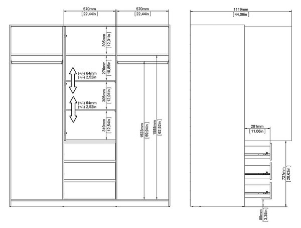 Šatní skříň v dekoru dubu s posuvnými dveřmi v přírodní barvě 177x200x60 cm Naia – Tvilum