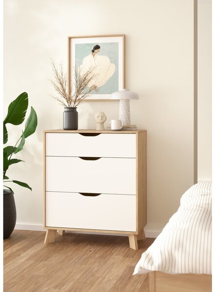 Bílá/v přírodní barvě komoda v dekoru dubu 79x92x40 cm Ikast – Tvilum