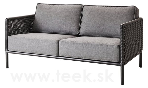 Cane-line 2-místná pohovka Encore, Cane-line, 161x91x78 cm, rám hliník barva lava grey, lankový výplet barva dark grey, sedáky venkovní látka AirTouch grey