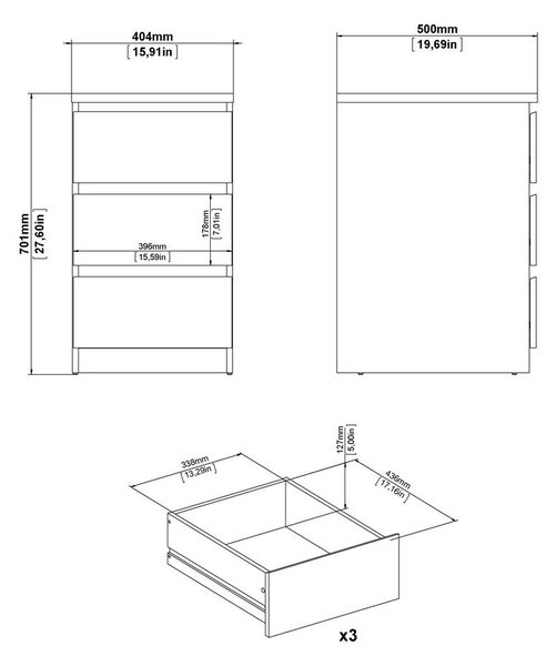 Komoda v dekoru dubu v přírodní barvě 40x70x50 cm Naia – Tvilum