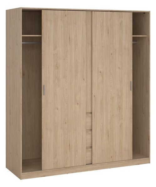 Šatní skříň v dekoru dubu s posuvnými dveřmi v přírodní barvě 177x200x60 cm Naia – Tvilum