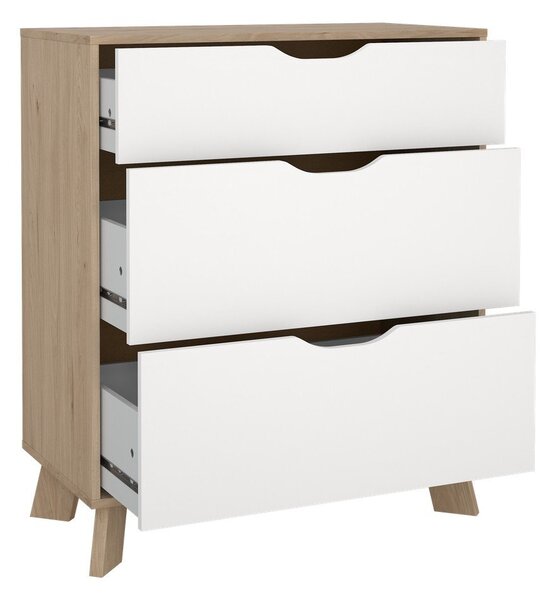 Bílá/v přírodní barvě komoda v dekoru dubu 79x92x40 cm Ikast – Tvilum