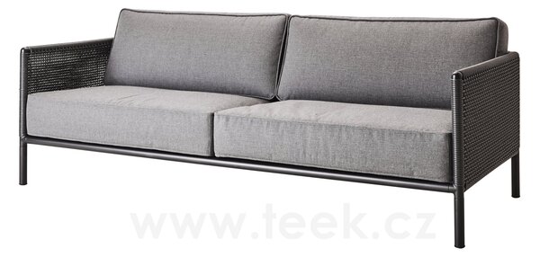 Cane-line 3-místná pohovka Encore, Cane-line, 221x91x78 cm, rám hliník barva bordeaux, lankový výplet barva dark grey, sedáky venkovní látka AirTouch grey