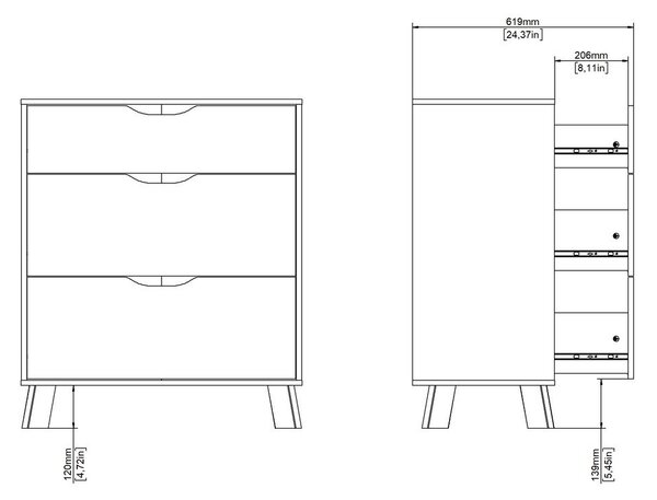 Bílá/v přírodní barvě komoda v dekoru dubu 79x92x40 cm Ikast – Tvilum