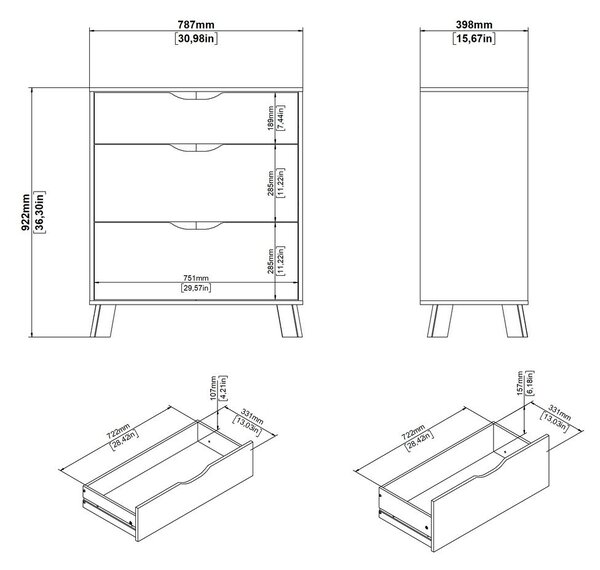 Bílá/v přírodní barvě komoda v dekoru dubu 79x92x40 cm Ikast – Tvilum