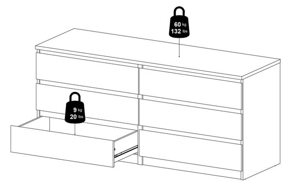 Komoda v dekoru dubu v přírodní barvě 154x70x50 cm Naia – Tvilum