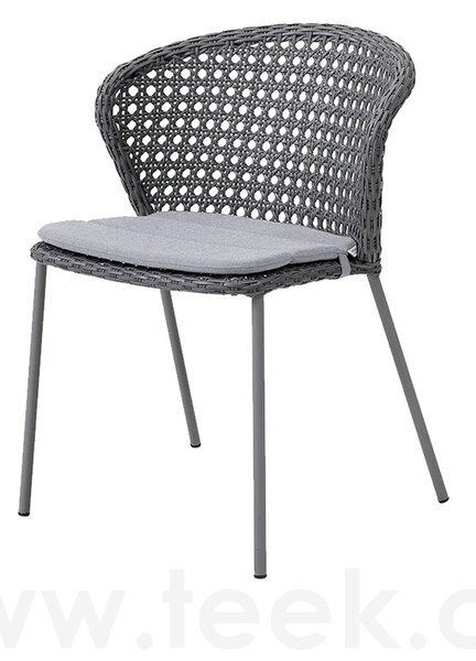 Cane-line Stohovatelná jídelní židle Cane-line, 59x59x80 cm, rám kov, výplet umělý ratan zdobný barva light grey