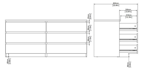 Komoda v dekoru dubu v přírodní barvě 154x70x50 cm Naia – Tvilum