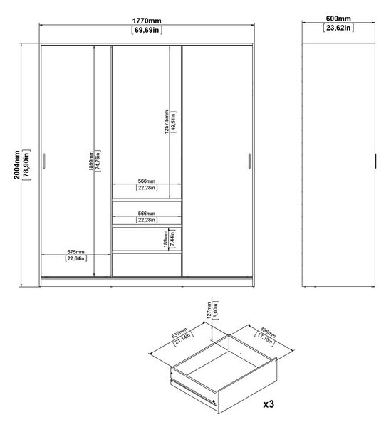 Šatní skříň v dekoru dubu s posuvnými dveřmi v přírodní barvě 177x200x60 cm Naia – Tvilum