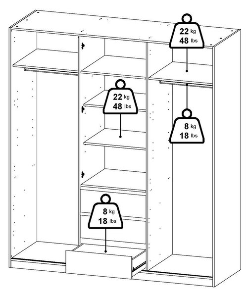 Šatní skříň v dekoru dubu s posuvnými dveřmi v přírodní barvě 177x200x60 cm Naia – Tvilum