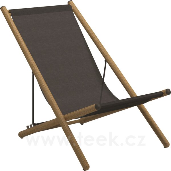 Gloster Skládací relaxační lehátko Voyager, Gloster, 99,5x71x86 cm, rám teak a lakovaná nerez barva černošedá (meteor), výplet Batyline barva anthracite
