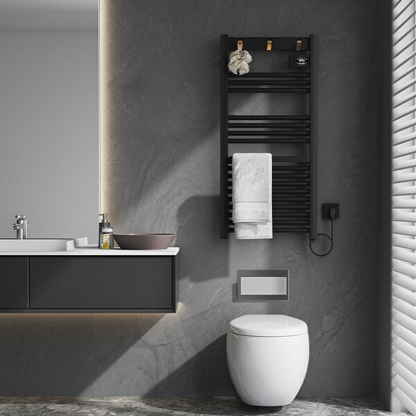BPS-koupelny Elektrický koupelnový radiátor YASUR BL ECO 500W, 50x105 cm, černý