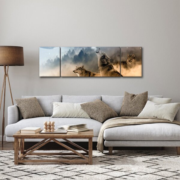 Obraz - vlci vyjící na měsíc (170x50 cm)