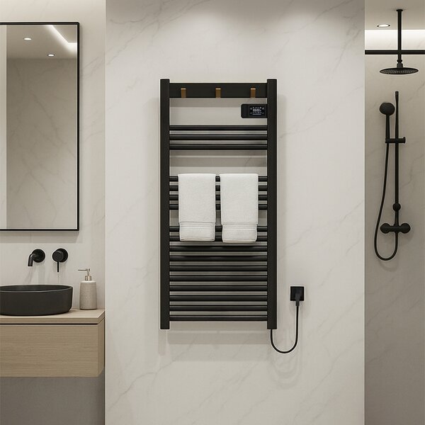 BPS-koupelny Elektrický koupelnový radiátor YASUR BL ECO 500W, 50x105 cm, černý