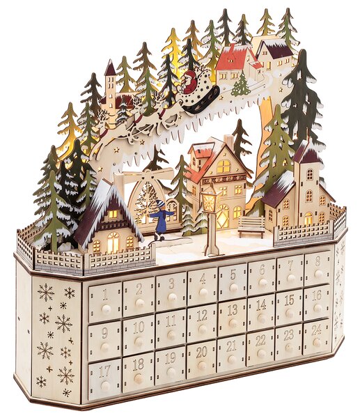 Vánoční dekorace LED JOKELA 45 cm Adventní kalendář Světle hnědá