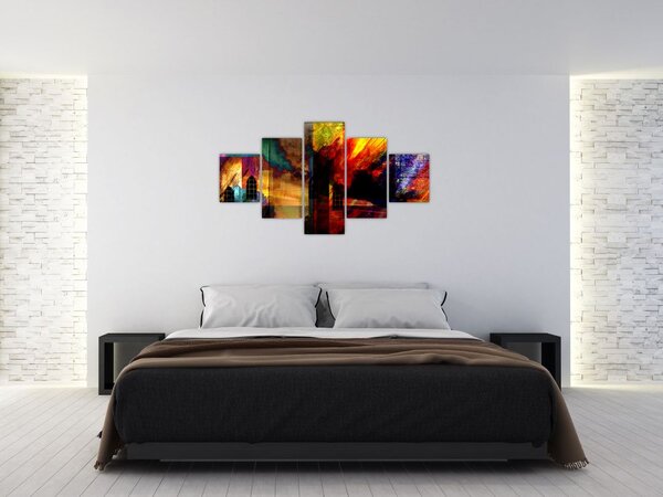 Obraz - Barevná abstrakce města (125x70 cm)