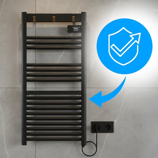BPS-koupelny Elektrický koupelnový radiátor YASUR BL ECO 500W, 50x105 cm, černý