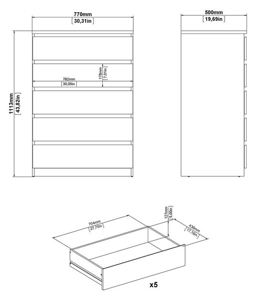 Komoda v dekoru dubu v přírodní barvě 77x111x50 cm Naia – Tvilum