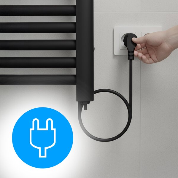BPS-koupelny Elektrický koupelnový radiátor YASUR BL ECO 500W, 50x105 cm, černý