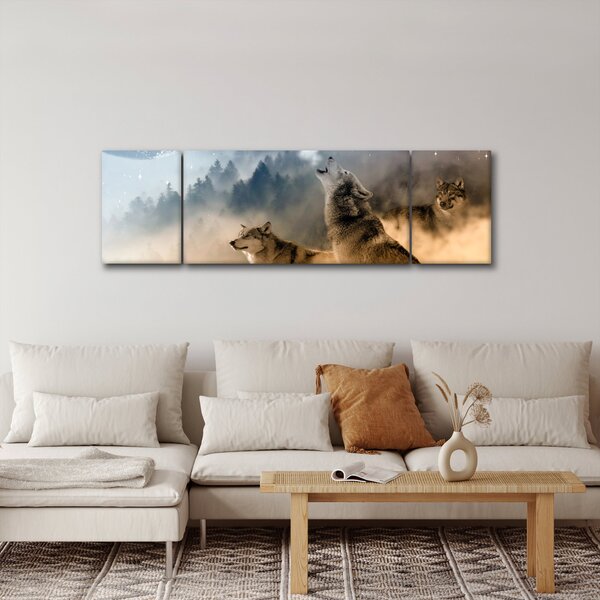 Obraz - vlci vyjící na měsíc (170x50 cm)