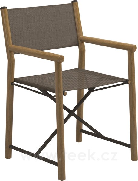 Gloster Skládací režisérské křeslo Voyager, Gloster, 56x56x86 cm, rám teak a lakovaná nerez barva černošedá (meteor), výplet Batyline šedočerný (anthracite)