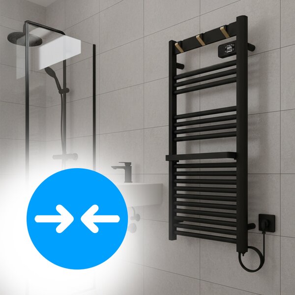 BPS-koupelny Elektrický koupelnový radiátor YASUR BL ECO 500W, 50x105 cm, černý
