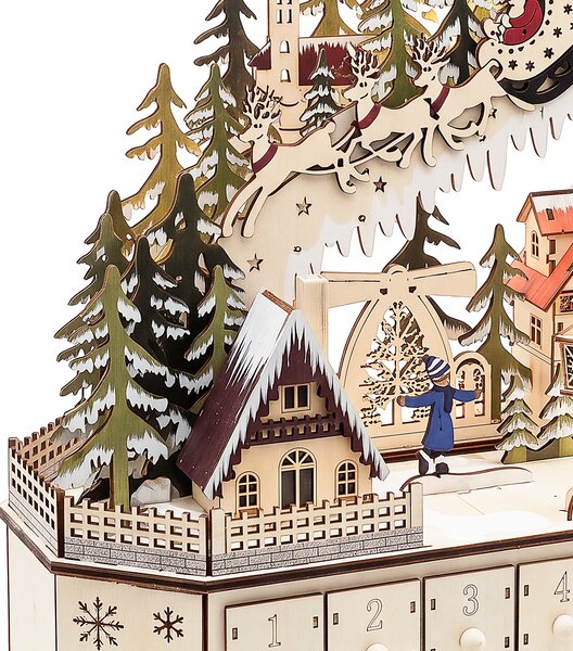 Vánoční dekorace LED JOKELA 45 cm Adventní kalendář Světle hnědá