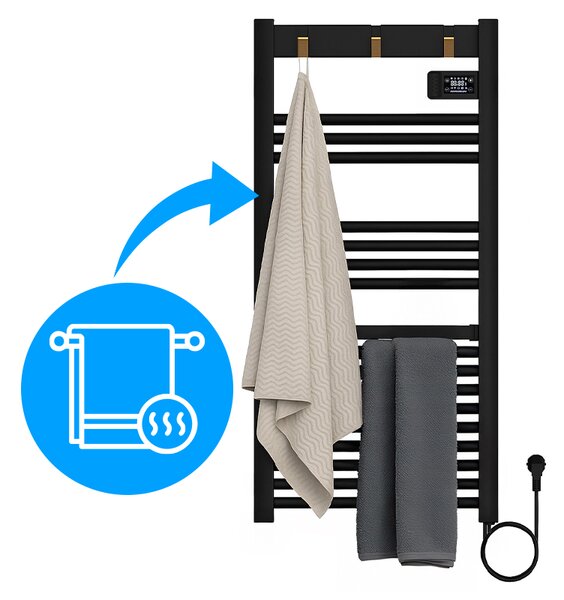 BPS-koupelny Elektrický koupelnový radiátor YASUR BL ECO 500W, 50x105 cm, černý