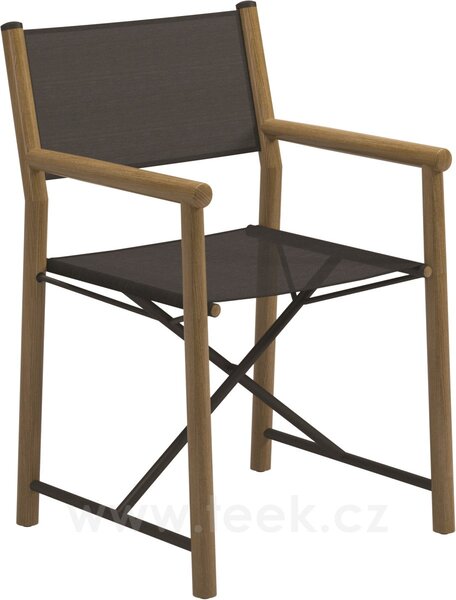Gloster Skládací režisérské křeslo Voyager, Gloster, 56x56x86 cm, rám teak a lakovaná nerez barva černošedá (meteor), výplet Batyline šedočerný (anthracite)