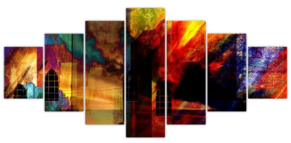 Obraz - Barevná abstrakce města (210x100 cm)