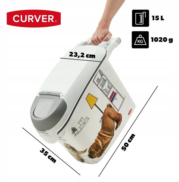 CURVER Kontejner a úložný box na granule pro psy, 15l/6kg DOG