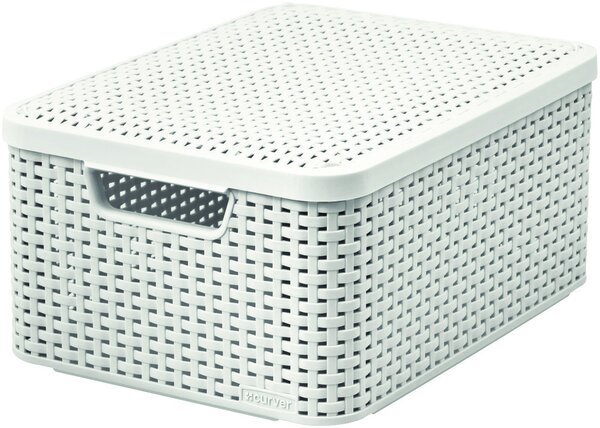 Úložný box, ratanový košík, STYLE2 Curver s víkem, krémový (39x29x20 - 18l)