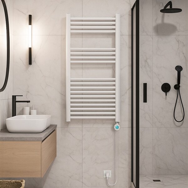 BPS-koupelny Elektrický koupelnový radiátor KATLA WH 250W, 50x100 cm, bílý