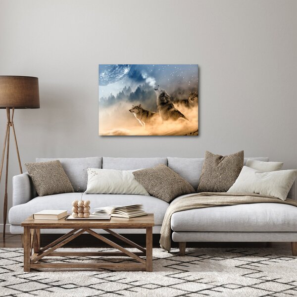 Obraz - vlci vyjící na měsíc (70x50 cm)
