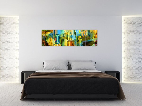 Obraz - Architektura, kubistická abstrakce (170x50 cm)