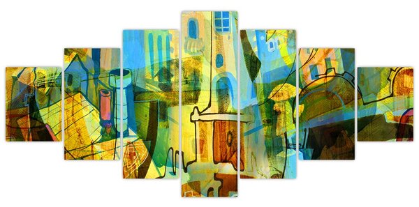 Obraz - Architektura, kubistická abstrakce (210x100 cm)