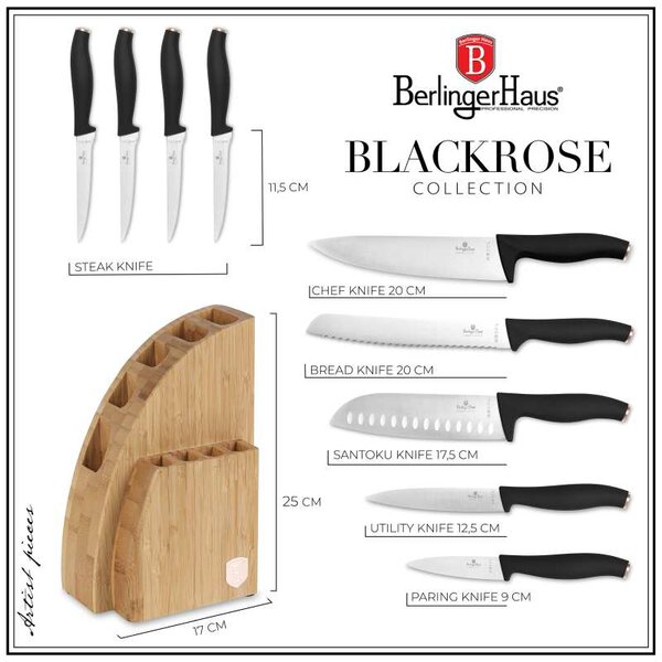 Sada nožů se stojanem BAMBOO 10 ks Black Rose Collection