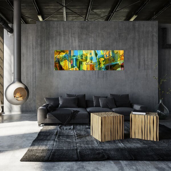 Obraz - Architektura, kubistická abstrakce (170x50 cm)