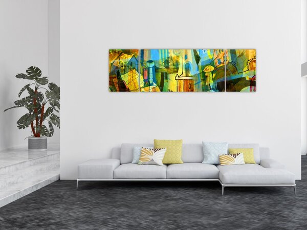 Obraz - Architektura, kubistická abstrakce (170x50 cm)