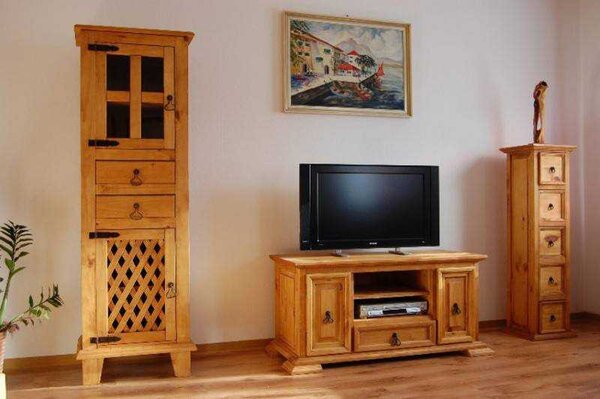 SOB Nábytek - Masivní TV stolek 120 cm Hacienda dřevo borovice - F0EP-009-NEW