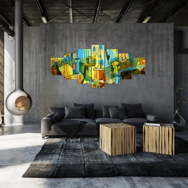 Obraz - Architektura, kubistická abstrakce (210x100 cm)