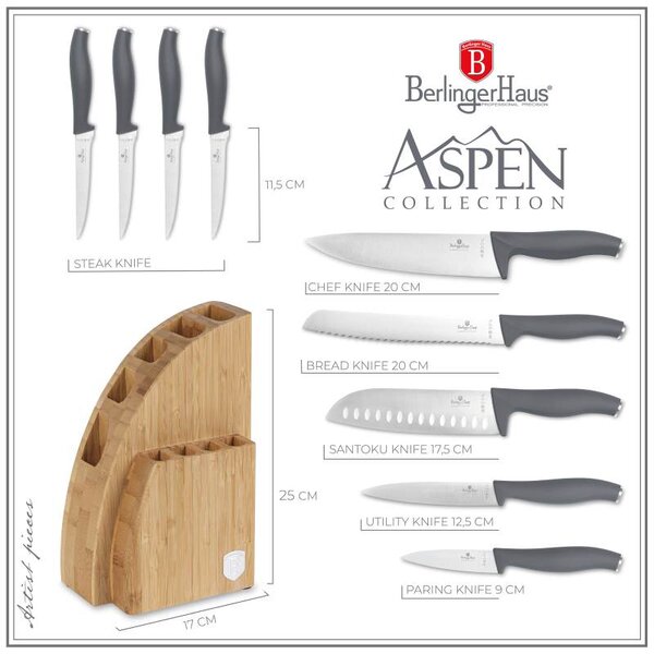 Sada nožů se stojanem BAMBOO 10 ks Aspen Collection