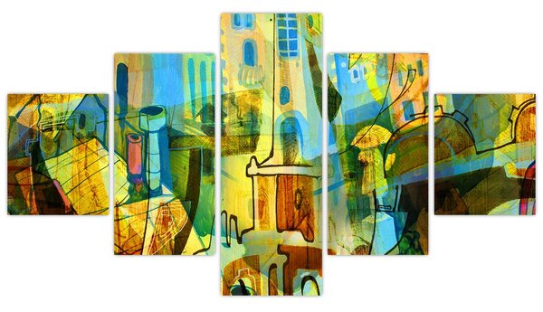 Obraz - Architektura, kubistická abstrakce (125x70 cm)