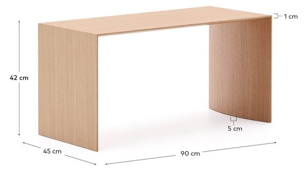 Konferenční stolek ve světle přírodní barvě v dekoru dubu 45x90 cm Litto – Kave Home